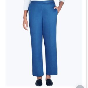NEW! Alfred Dunner Straight Leg Pants Mid Rise Lappis/ Blue 16 Stretch Waist $48
